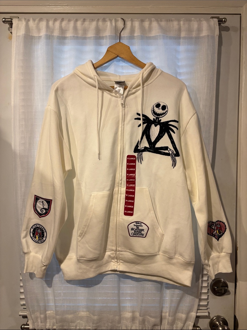 Disney Cream Nightmare Before Christmas Jack Skellington Zip Hoodie